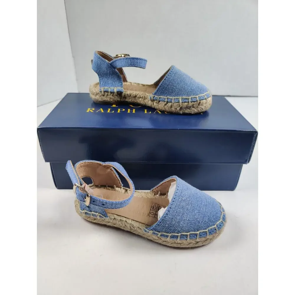 Polo Ralph Lauren Toddler Espadrille Blue Holbrook Girl's Size 6 Canvas Sandals